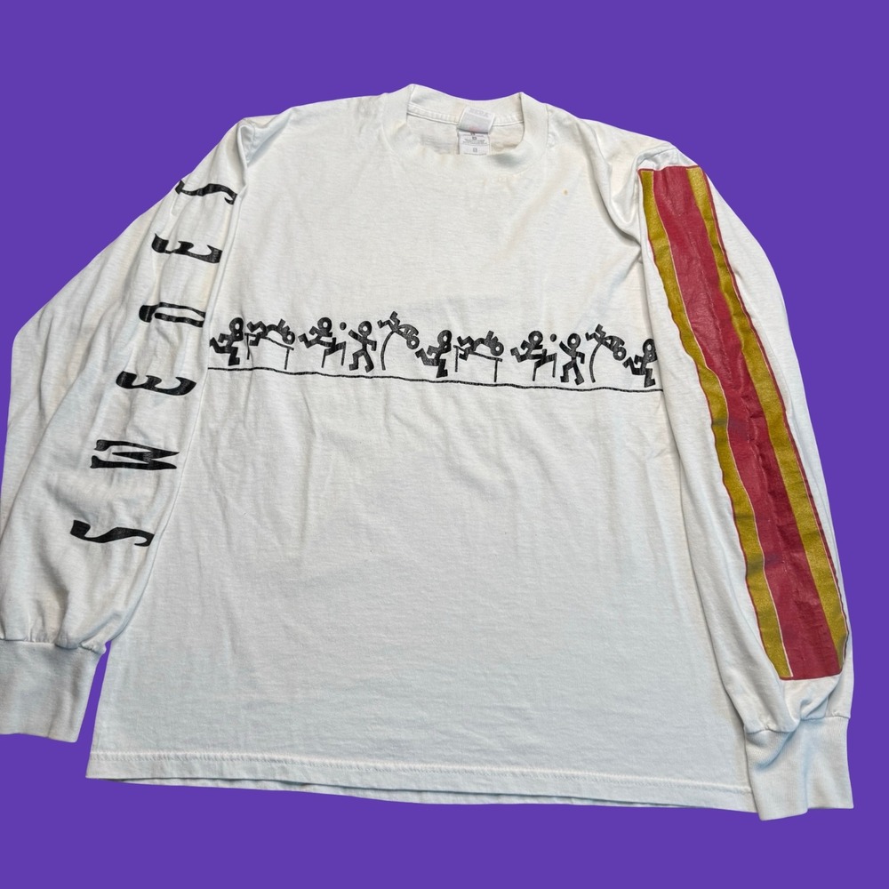 Vintage Track & Field Graphic Large Long Sleeve Tee Distressed School Runner